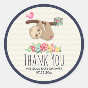 Cute Brown Sloth Hanging Upside down Classic Round Sticker