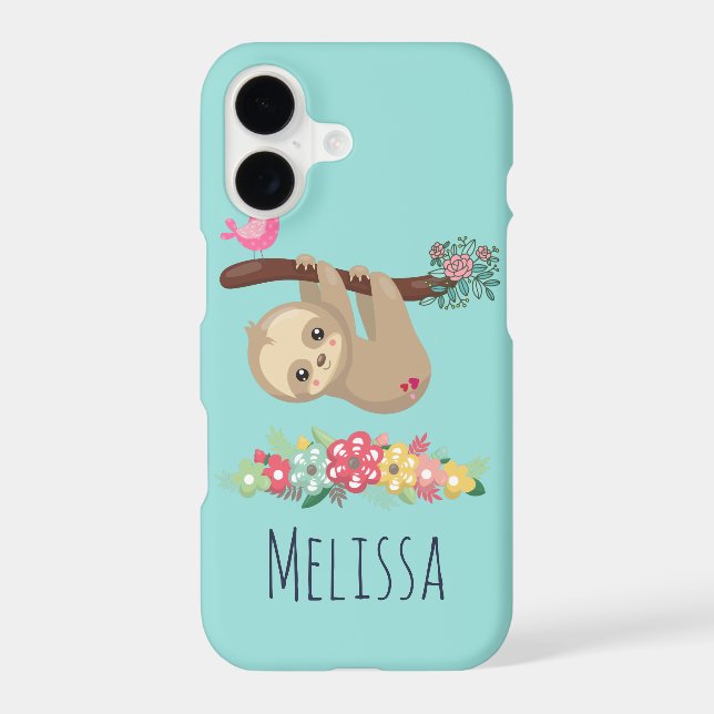 Cute Brown Sloth Hanging Upside down Iphone Case (Back)