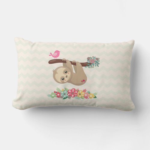 Cute Brown Sloth Hanging Upside down Lumbar Pillow