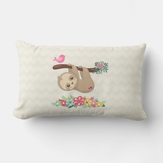 Cute Brown Sloth Hanging Upside down Lumbar Pillow (Front)