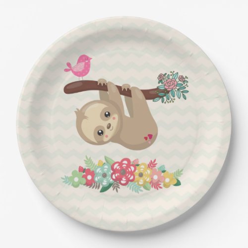 Cute Brown Sloth Hanging Upside down Paper Plates