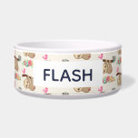 Cute Brown Sloth Hanging Upside down Pattern Bowl<br><div class="desc">For your favorite lazy pet an adorable patterned pet bowl featuring with an illustration of a cute brown sloth hanging upside down. This funny little guy is holding onto a branch which has a little pink bird on one side of the branch and a doodle-style rose bouquet on the other...</div>