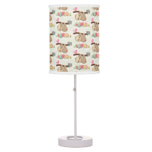 Cute Brown Sloth Hanging Upside down Pattern Table Lamp