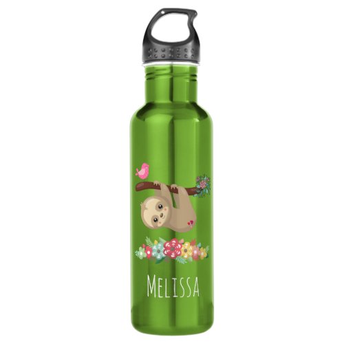 Cute Brown Sloth Hanging Upside down Stainless Steel Water Bottle