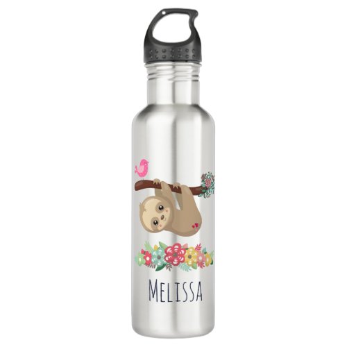 Cute Brown Sloth Hanging Upside down Stainless Steel Water Bottle