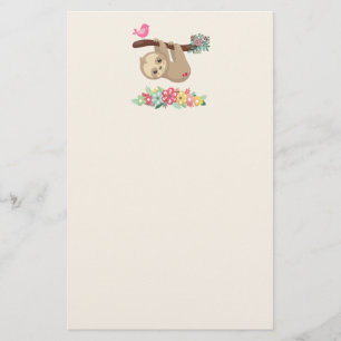 Cute Brown Sloth Hanging Upside down Stationery