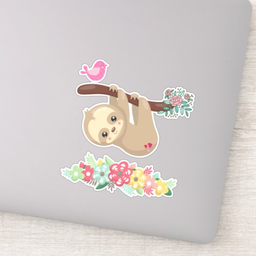 Cute Brown Sloth Hanging Upside down Sticker