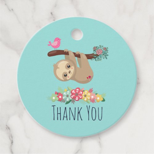 Cute Brown Sloth Hanging Upside down Thank You Favor Tags