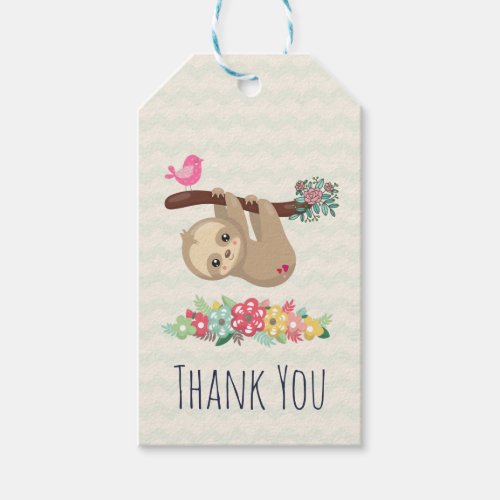 Cute Brown Sloth Hanging Upside down Thank You Gift Tags