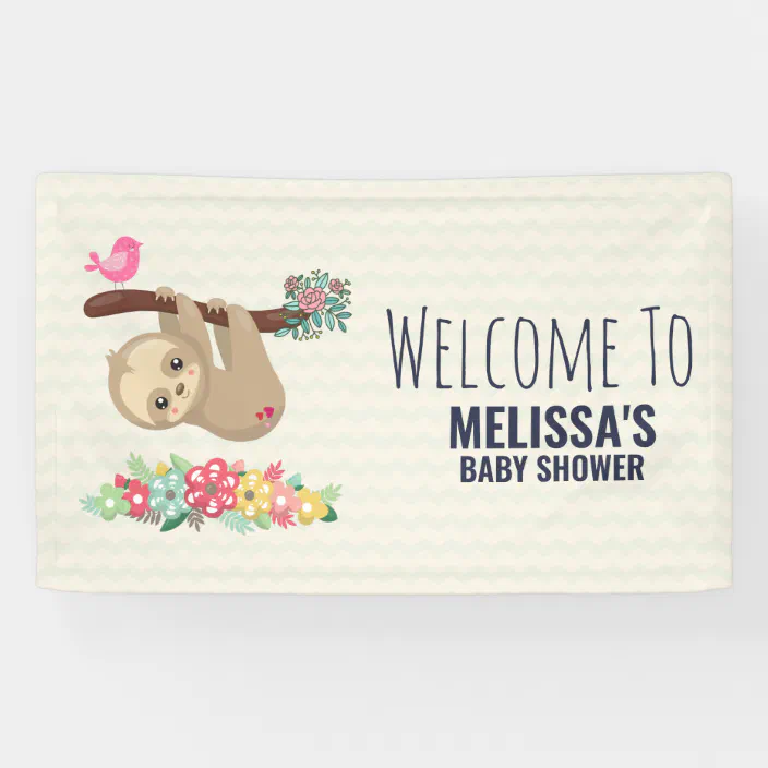 Cute Brown Sloth Hanging Upside Down Welcome Banner Zazzle Com