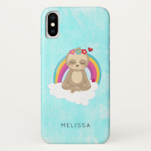 Cute Brown Sloth, Meditating on a Cloud iPhone X Case