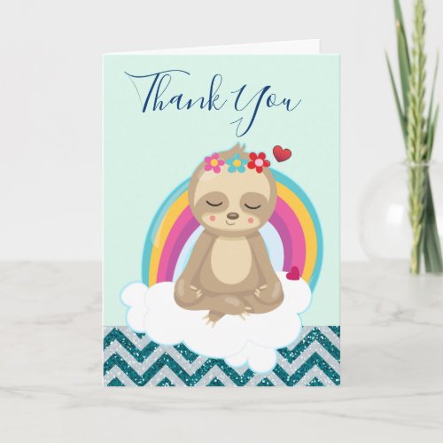 Cute Brown Sloth Meditating Teacher Appreciation Card