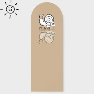 Cute Brown Snail Reflection Doodle Custom Name Bookmarks