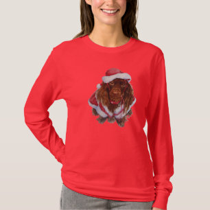 Cute brown spaniel in Christmas santa outfit T-Shirt