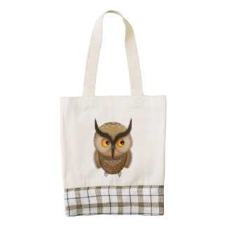 Cute Brown Spotted Owl Zazzle HEART Tote Bag