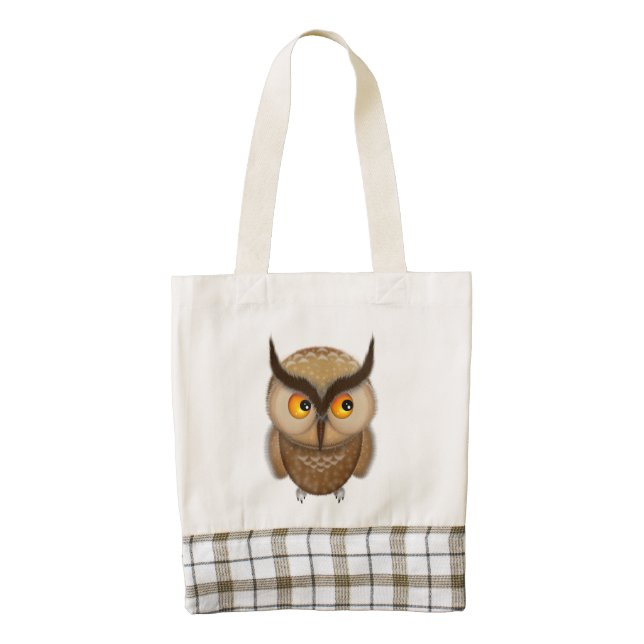 Cute Brown Spotted Owl Zazzle HEART Tote Bag (Front)