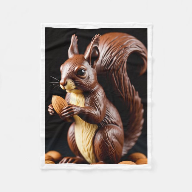 Cute Brown Squirrel Holding a Nut Fleece Blanket (Front)