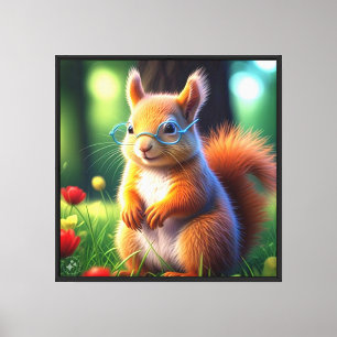 Cute Brown Squirrel Sitting On Green Grass-47567 Canvas Print