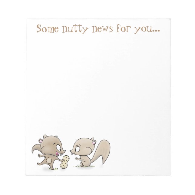 Cute brown squirrels sharing a peanut cartoon notepad (Front)