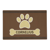 Cute Brown Stripes Bone and Dog Paws Double Sided Placemat (Back)