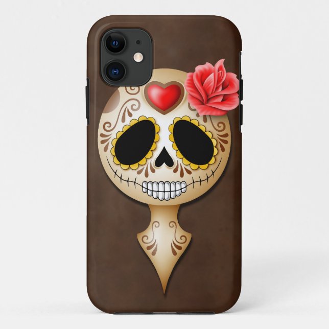 Cute Brown Sugar Skull Case-Mate iPhone Case (Back)