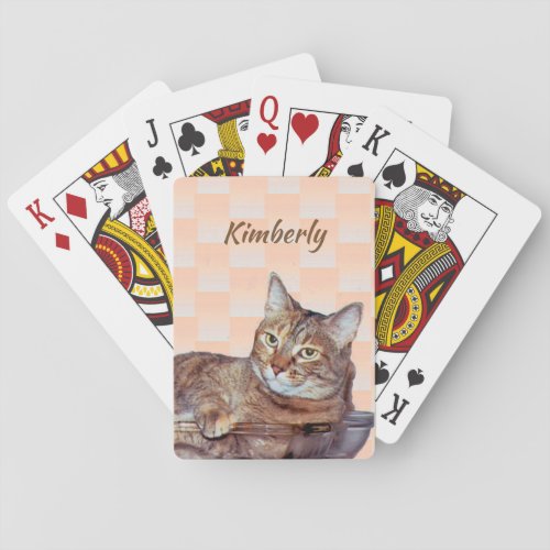 Cute Brown Tabby Cat Orange Pattern Playing Cards