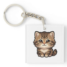 Cute Brown Tabby Kitten Acrylic Keychain