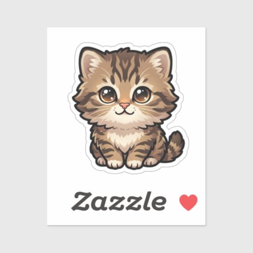 Cute Brown Tabby Kitten Custom-Cut Vinyl Sticker