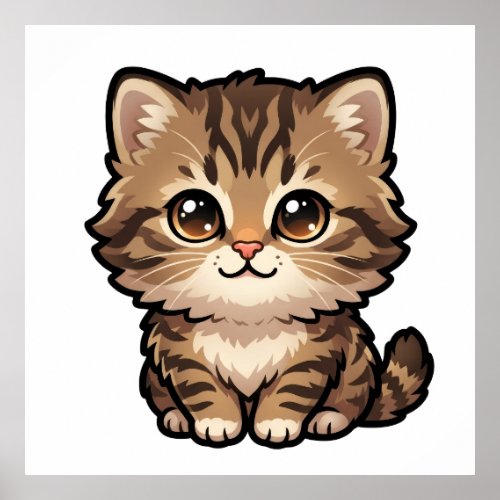 Cute Brown Tabby Kitten Poster Print