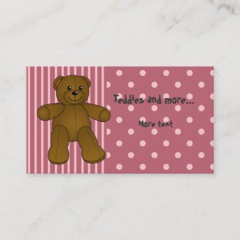 Cute Brown Teddy Bear Business Card by karanta at Zazzle