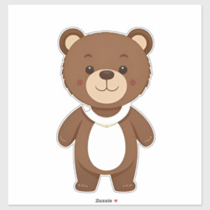 Cute Brown Teddy Bear Cartoon Sticker