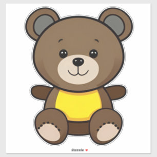 Cute Brown Teddy Bear Cartoon Sticker