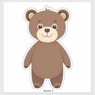 Cute Brown Teddy Bear Cartoon Sticker