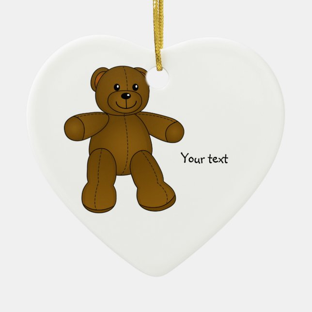 Cute brown teddy bear ceramic ornament (Front)