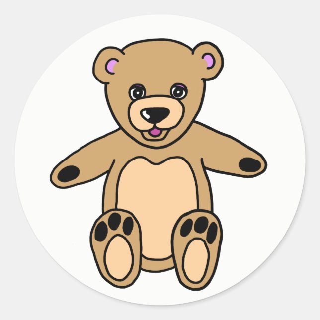 Cute Brown Teddy Bear Classic Round Sticker (Front)