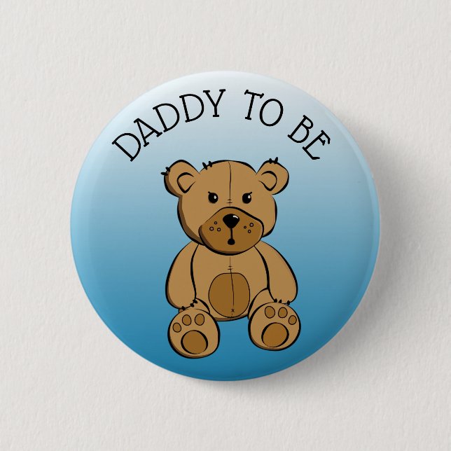 Cute Brown Teddy Bear Dad to be Button (Front)