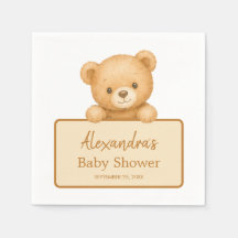 Cute Brown Teddy Bear Gender Neutral Baby Shower
