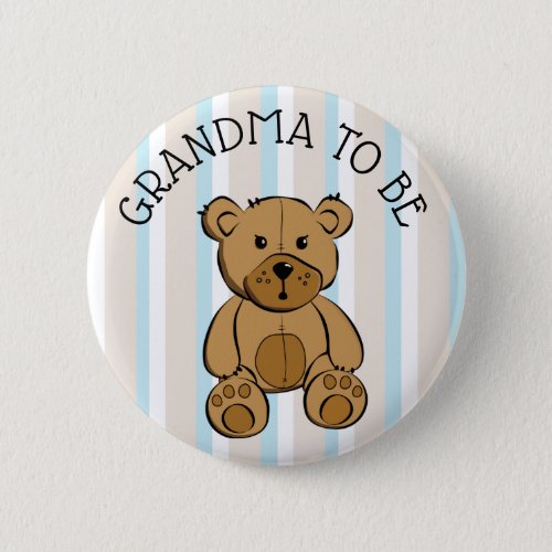 Cute Brown Teddy Bear GRANDMA  to be Button