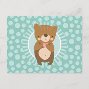 Cute Brown Teddy Bear Heart Postcard