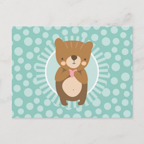 Cute Brown Teddy Bear Heart Postcard