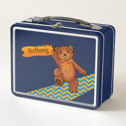 Cute Brown Teddy Bear Metal Lunch Box