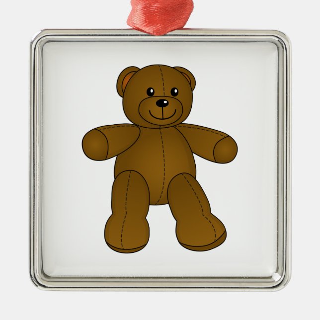 Cute brown teddy bear metal ornament (Front)