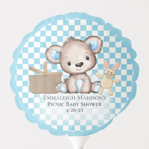 Cute Brown Teddy Bear Picnic Baby Shower Balloon