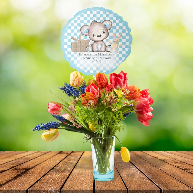 Cute Brown Teddy Bear Picnic Baby Shower Balloon (Creator Uploaded)
