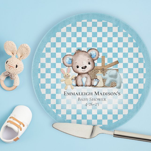 Cute Brown Teddy Bear Picnic Baby Shower Cutting Board (Creator Uploaded)