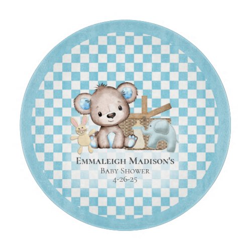 Cute Brown Teddy Bear Picnic Baby Shower Cutting Board
