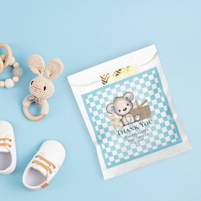 Cute Brown Teddy Bear Picnic Baby Shower Favor Bag (Creator Uploaded)