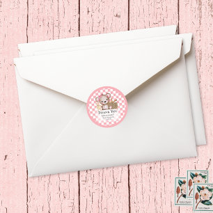 Cute Brown Teddy Bear Picnic Baby Shower Favors Classic Round Sticker