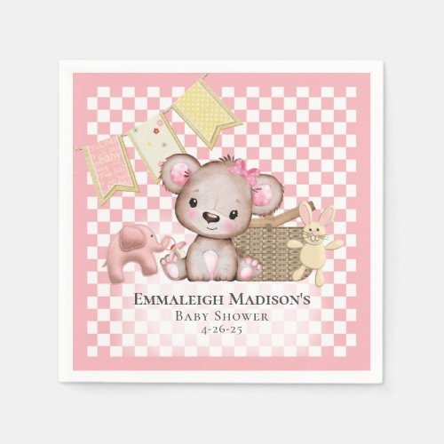 Cute Brown Teddy Bear Picnic Baby Shower Napkins