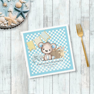 Cute Brown Teddy Bear Picnic Baby Shower Napkins